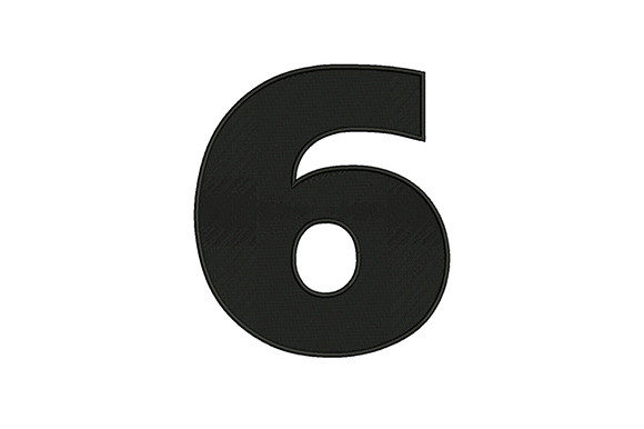 Bold Number 6 Embroidery Design