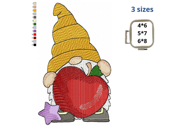 Gnome with Apple: A Creative and Practical Embroidery Design for Every Project