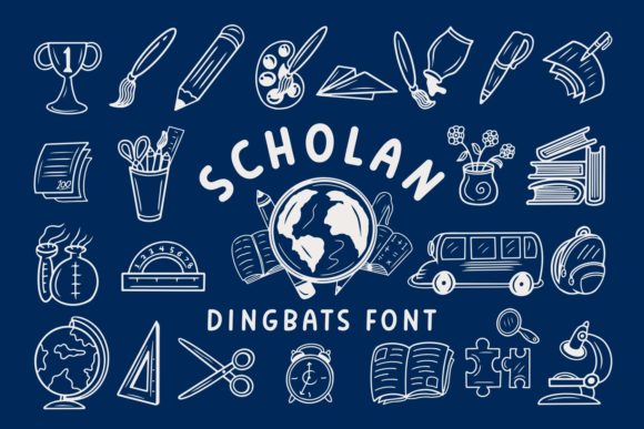 Scholan: A Versatile and Lively Dingbats Font for Back to School Projects