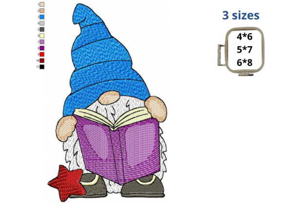 School Gnome with Book: A Practical Embroidery Choice for Kids