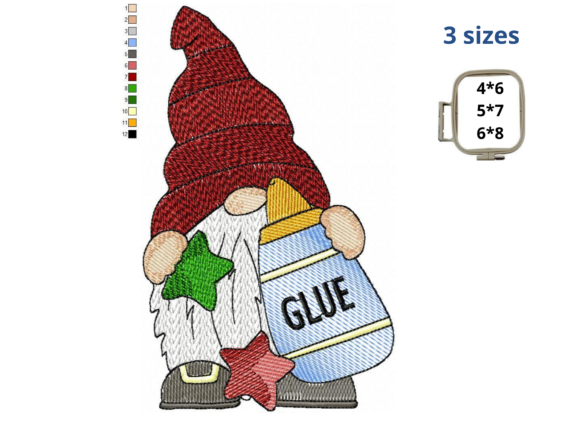 School Gnome with Glue: A Creative Embroidery Design for Educators and Students